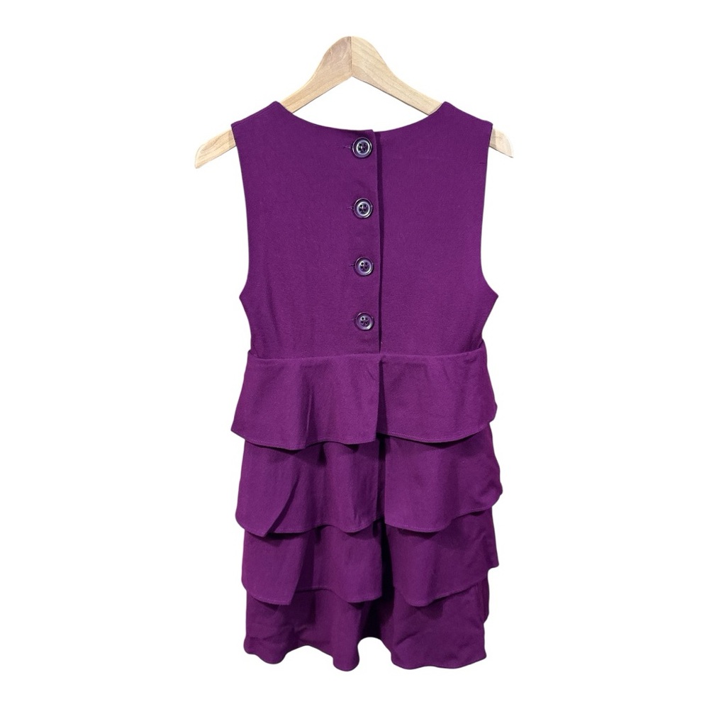 Theory Cupid Prosema Selma Plum Tiered Ruffled Dress with Button Detailing - Picture 3 of 6
